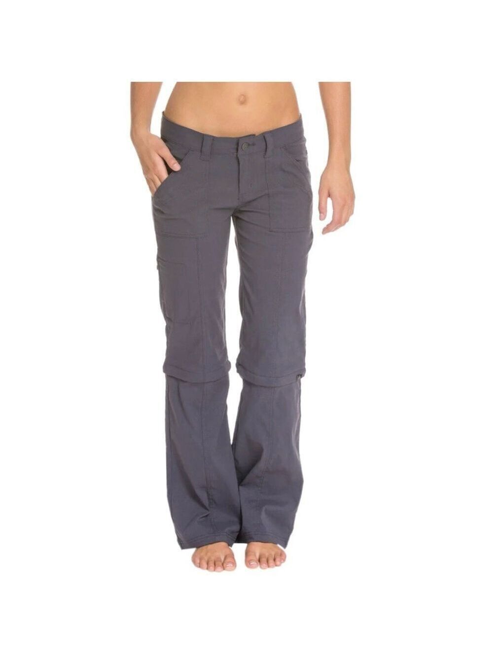 Prana Monarch Convertible Pants Grey Sz 12 Short Inseam